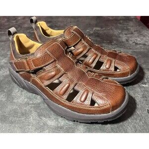 Dr Comfort Men's Size 8 M Fisherman #9820 Leather Shoes Sandals Brown Excellent